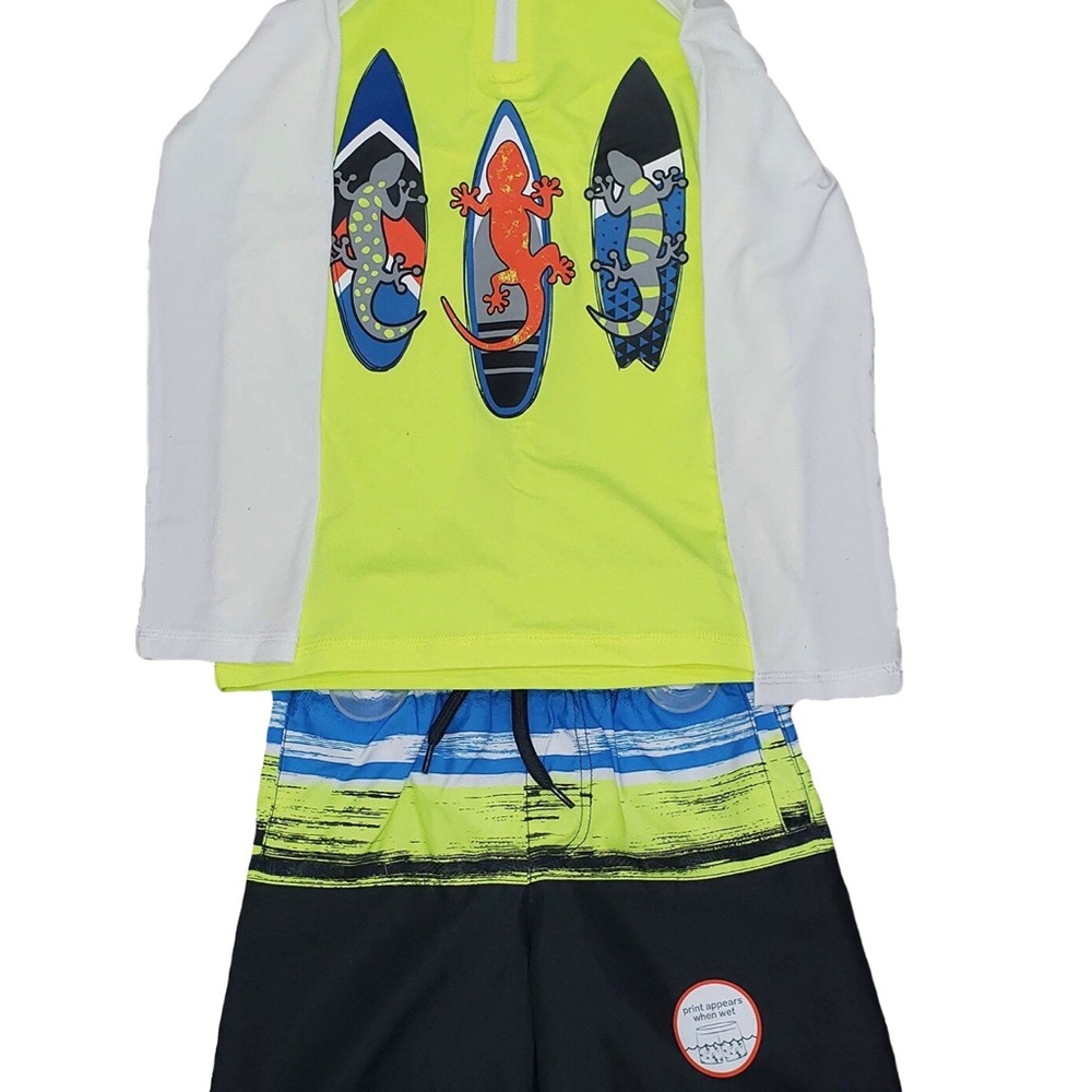 long sleeve rash guard and swim trunks 2-piece set